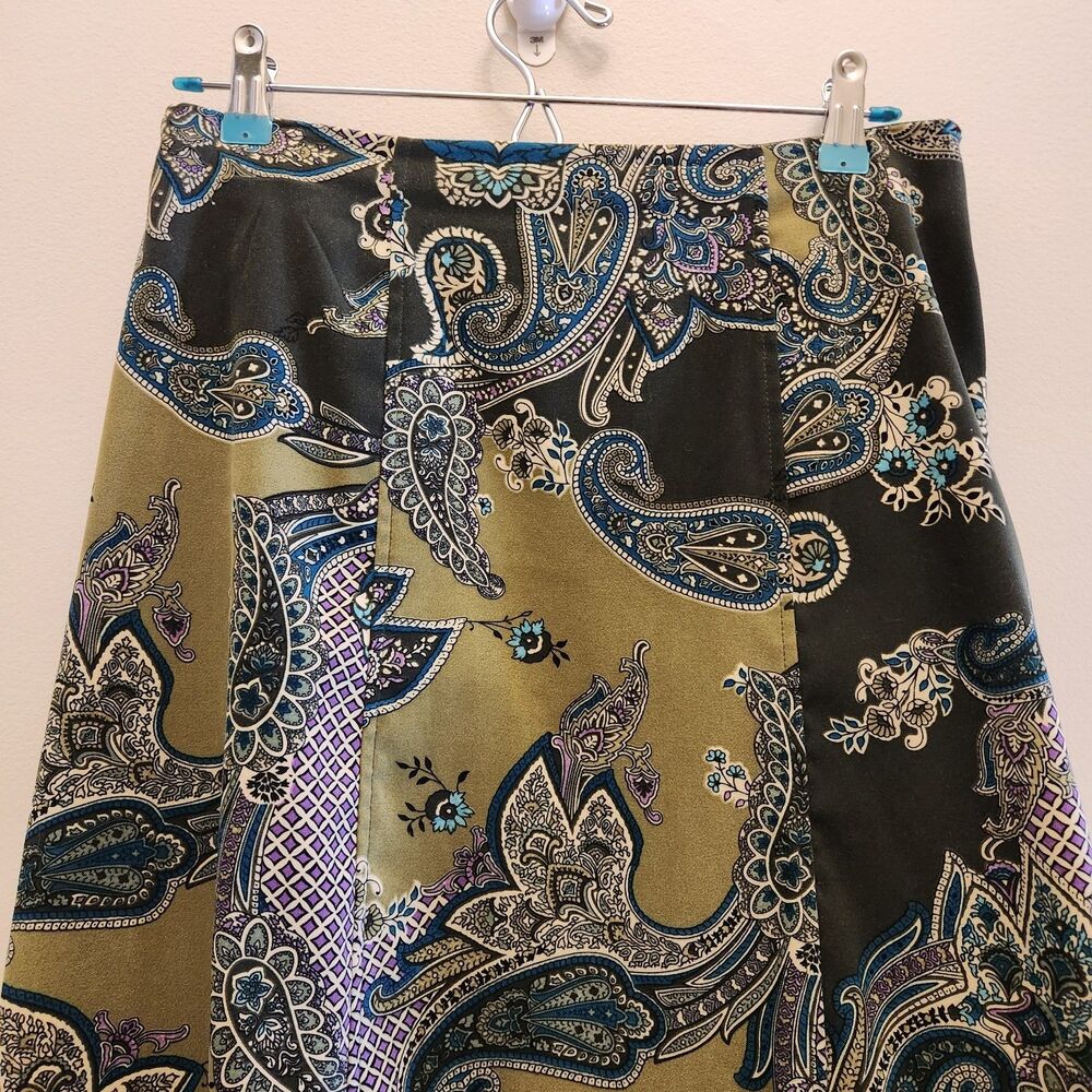 Vtg 90s Y2k Paisley Maxi Skirt Purple & Green Dark Fairy Whimsigoth Boho Earthy - Picture 3 of 9